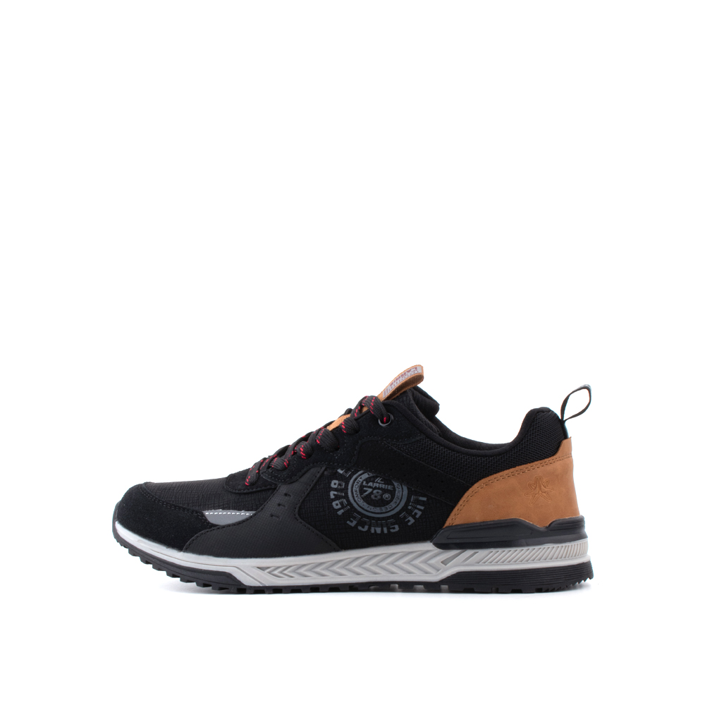 LARRIE Men Black Lace Up Comfy Mesh Sneakers