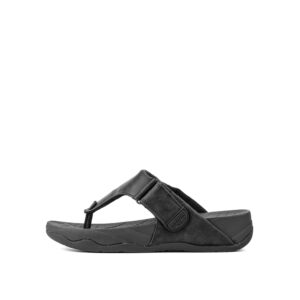 LARRIE Men Black T-Strap Flat Sandals
