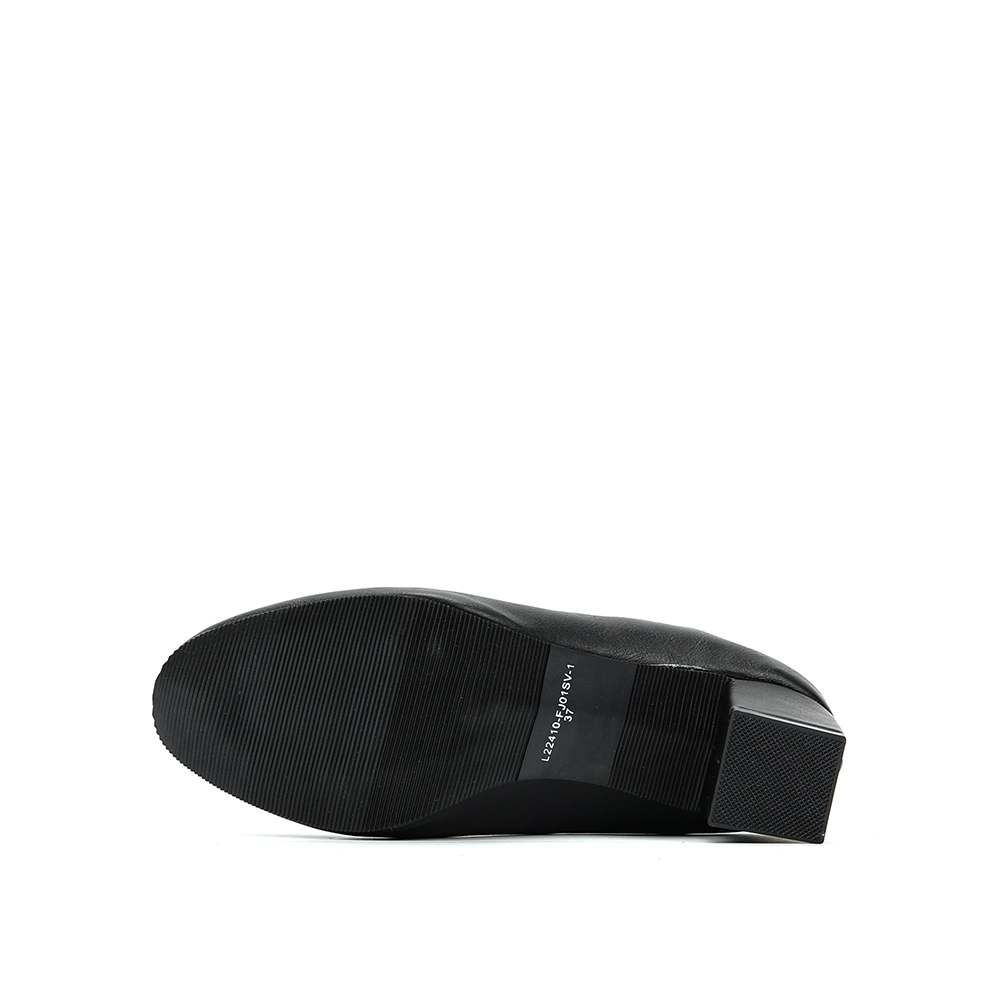 LARRIE Ladies Black Round-Toe Block Heel Pumps - L22410-FJ01SV-1-BLACK - Image 5