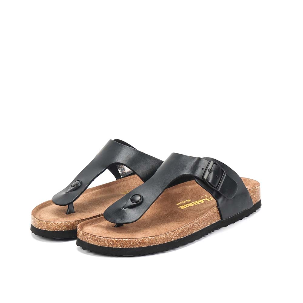 LARRIE Men Black Comfy T-Strap Thong Sandals 592508-TH1SV-1P-BLACK - Image 7