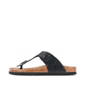 LARRIE Men Black Comfy T-Strap Thong Sandals 592508-TH1SV-1P-BLACK