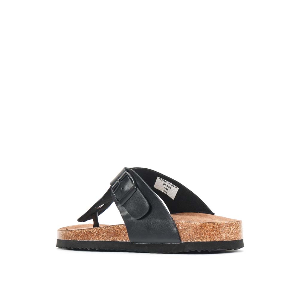 LARRIE Men Black Comfy T-Strap Thong Sandals 592508-TH1SV-1P-BLACK - Image 6
