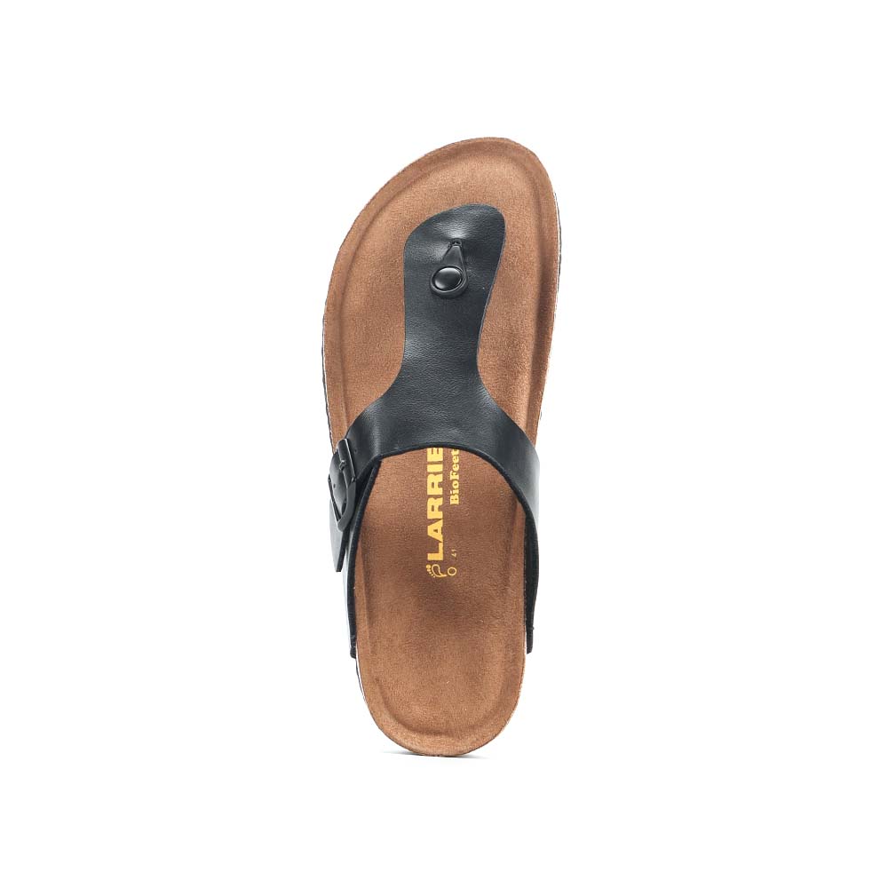 LARRIE Men Black Comfy T-Strap Thong Sandals 592508-TH1SV-1P-BLACK - Image 4