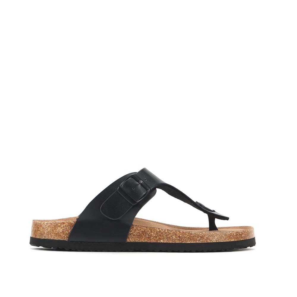 LARRIE Men Black Comfy T-Strap Thong Sandals 592508-TH1SV-1P-BLACK - Image 2
