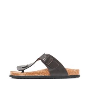 LARRIE Men Dark Brown Comfy T-Strap Thong Sandals 592508-TH1SV-32P-D.BROWN