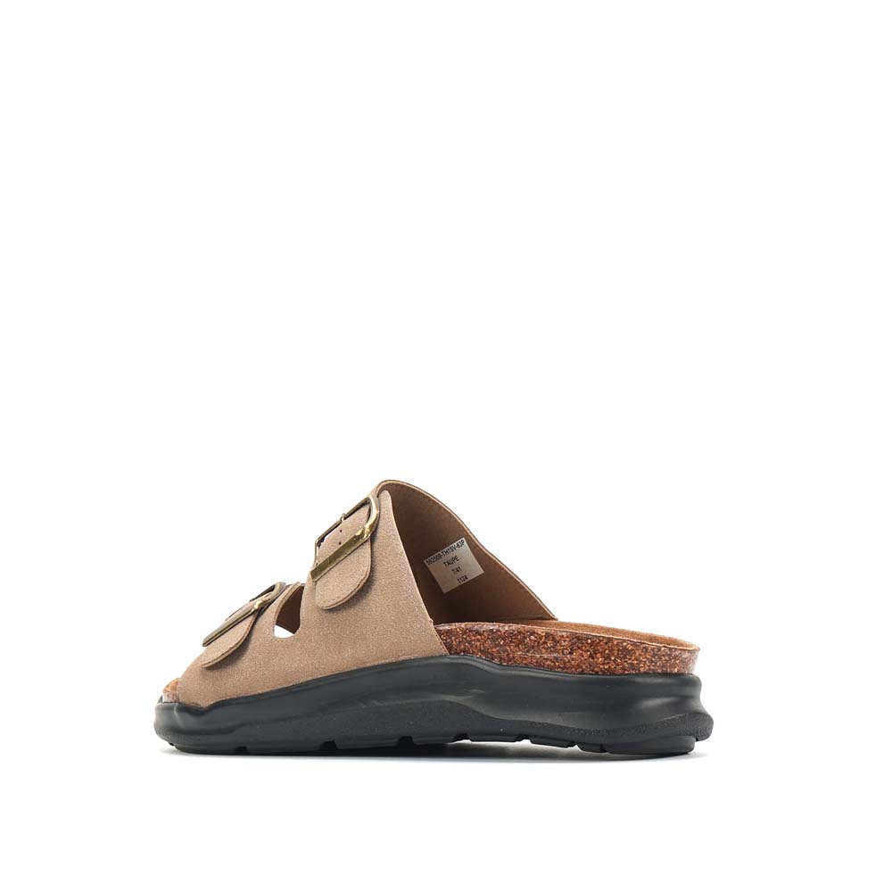 LARRIE Men Taupe Cork Footbed Double Buckle Flat Sandals 592509-TH1SV-63P-TAUPE - Image 6