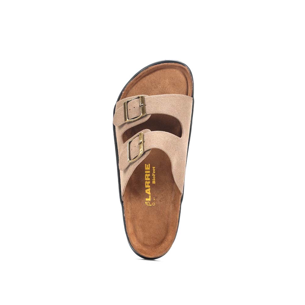 LARRIE Men Taupe Cork Footbed Double Buckle Flat Sandals 592509-TH1SV-63P-TAUPE - Image 4