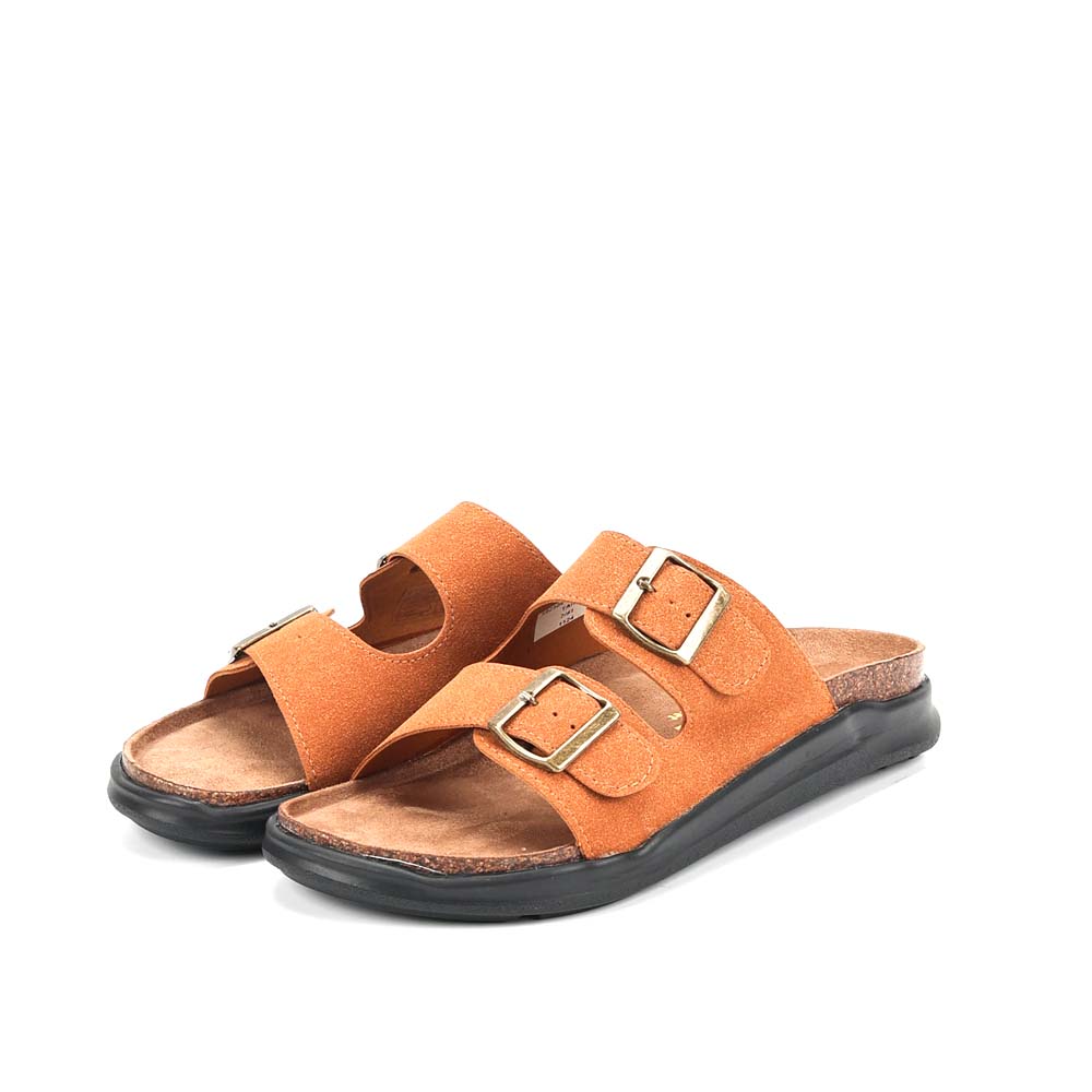 LARRIE Men Tan Cork Footbed Double Buckle Flat Sandals 592509-TH1SV-8P-TAN - Image 7