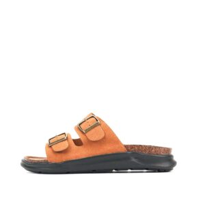 LARRIE Men Tan Cork Footbed Double Buckle Flat Sandals 592509-TH1SV-8P-TAN