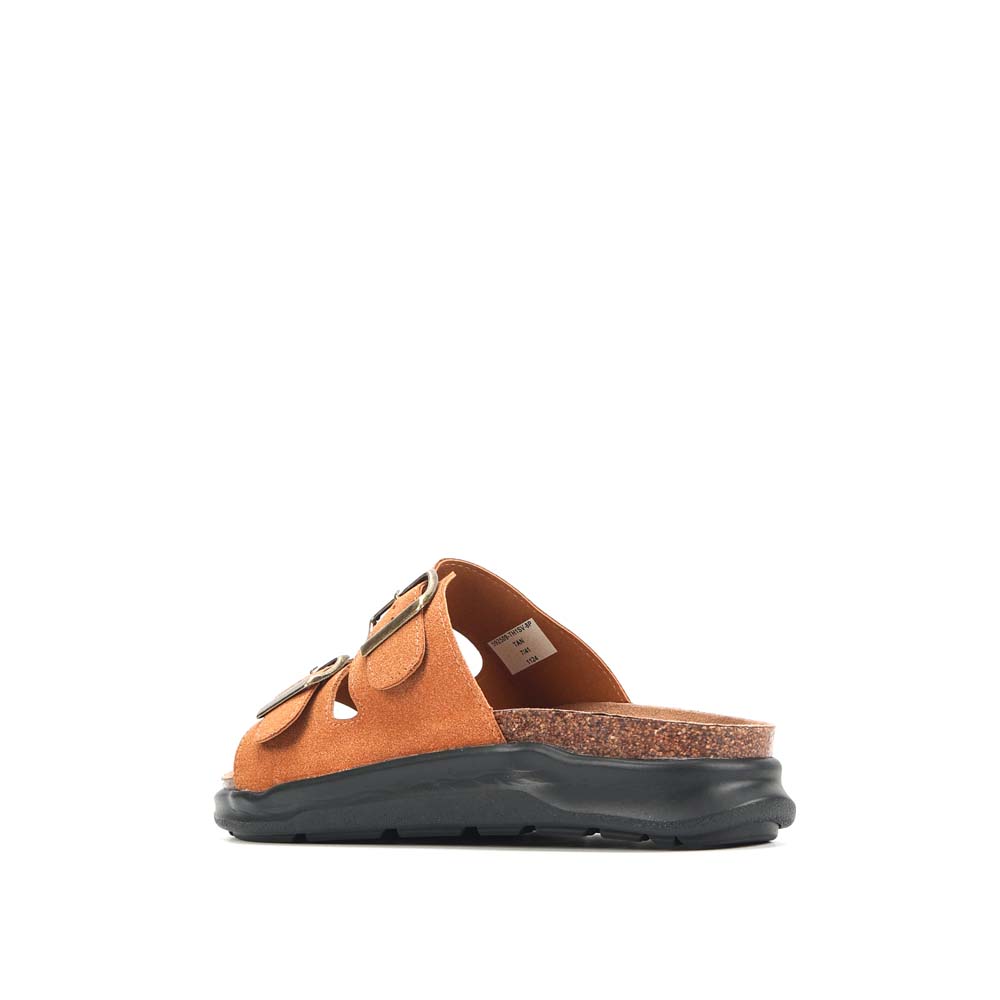 LARRIE Men Tan Cork Footbed Double Buckle Flat Sandals 592509-TH1SV-8P-TAN - Image 6