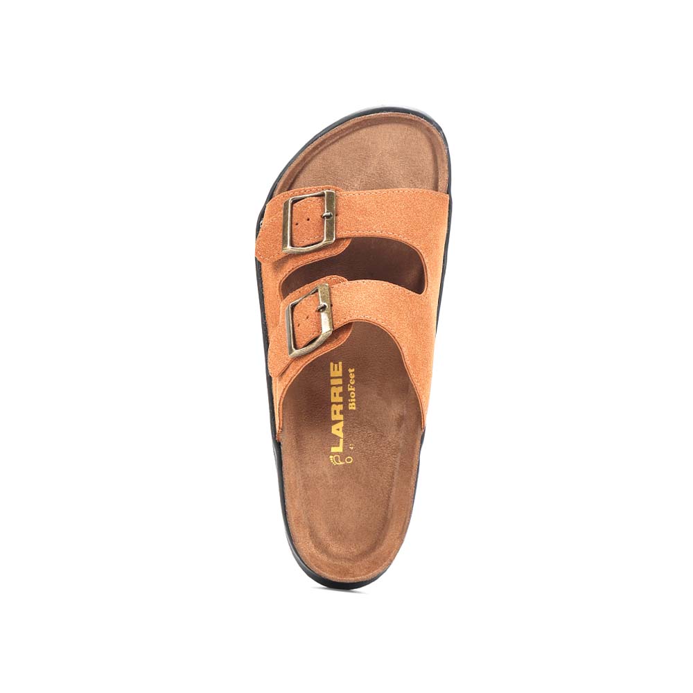 LARRIE Men Tan Cork Footbed Double Buckle Flat Sandals 592509-TH1SV-8P-TAN - Image 4