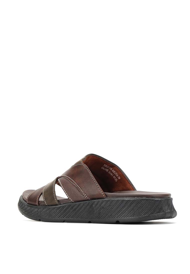 LARRIE Men Olive Soothe Sole Comfy Open Toe Sandals 592514-682SV-7P-OLIVE - Image 4