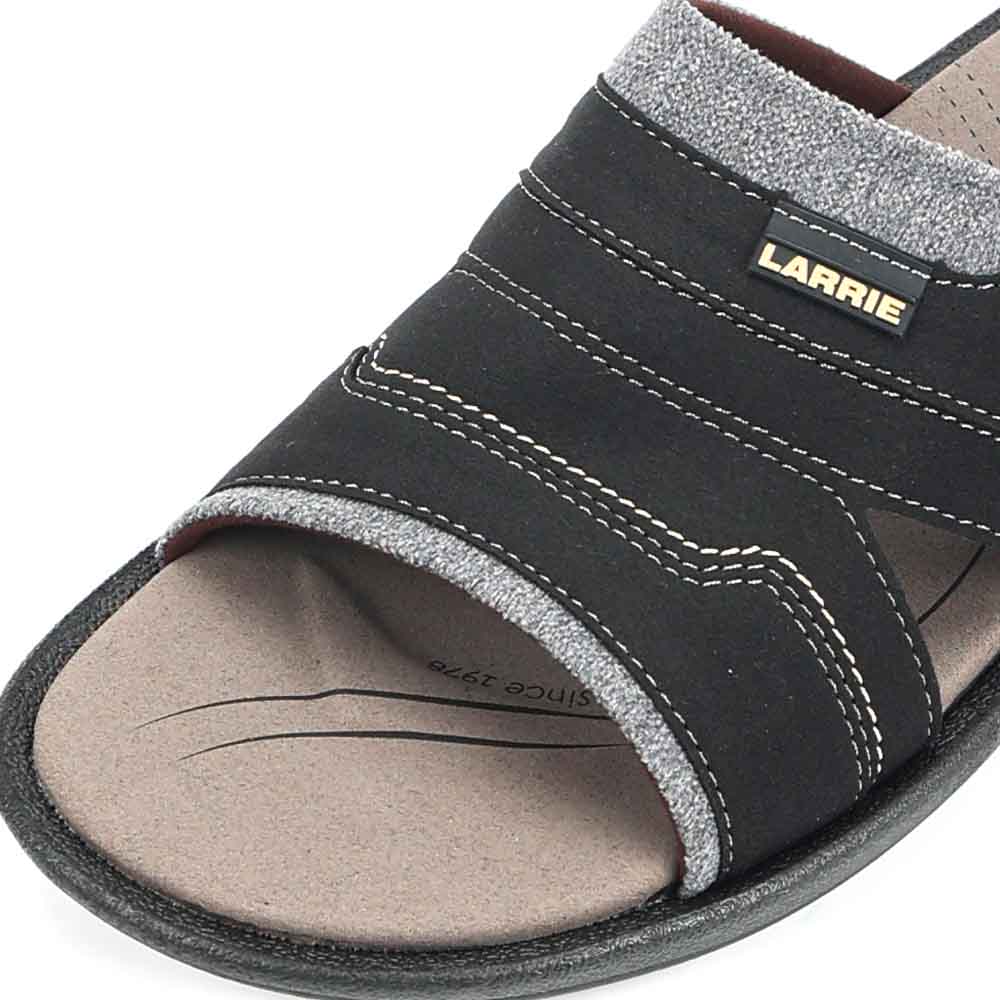 LARRIE Men Black Smooth Step Slip On Comfort Sandals - Image 5