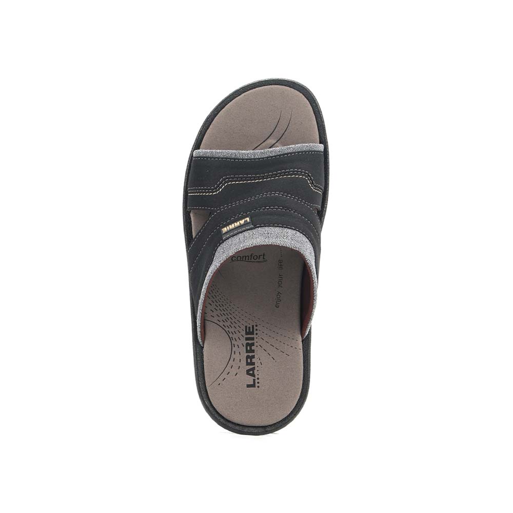 LARRIE Men Black Smooth Step Slip On Comfort Sandals - Image 4
