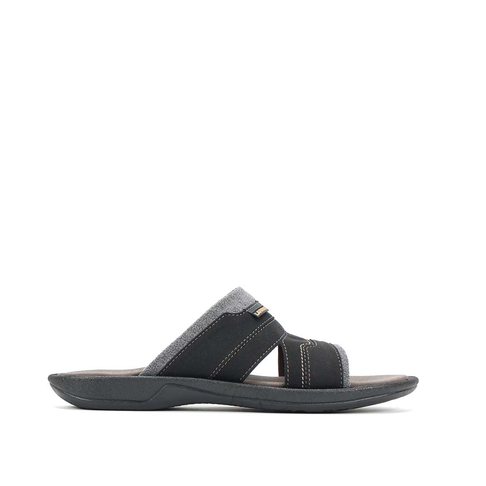 LARRIE Men Black Smooth Step Slip On Comfort Sandals - Image 2