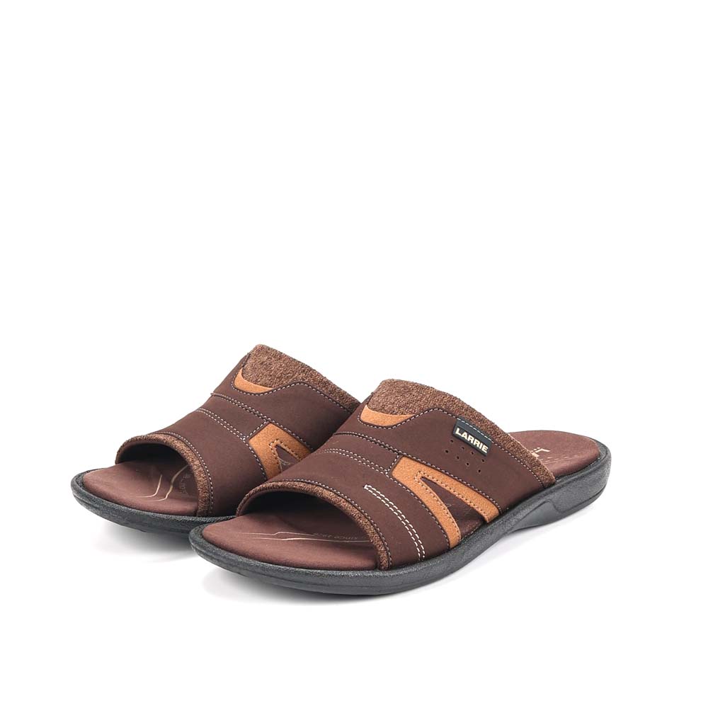LARRIE Men Dark Brown Smooth Step Slip On Comfort Sandals 592582-682SV-32P-D.BROWN - Image 5