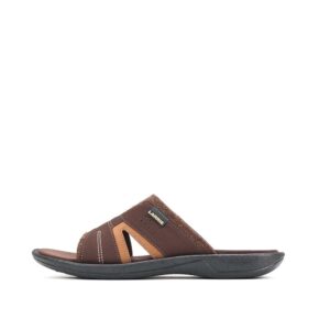 LARRIE Men Dark Brown Smooth Step Slip On Comfort Sandals 592582-682SV-32P-D.BROWN