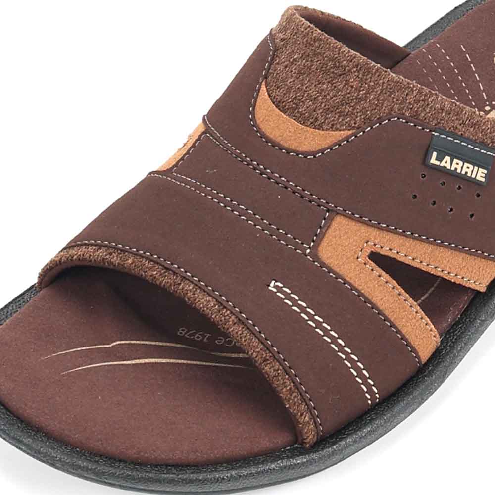 LARRIE Men Dark Brown Smooth Step Slip On Comfort Sandals 592582-682SV-32P-D.BROWN - Image 3