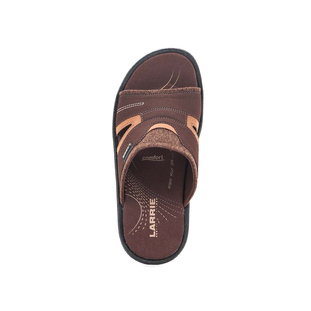 LARRIE Men Dark Brown Smooth Step Slip On Comfort Sandals 592582-682SV-32P-D.BROWN - Image 2