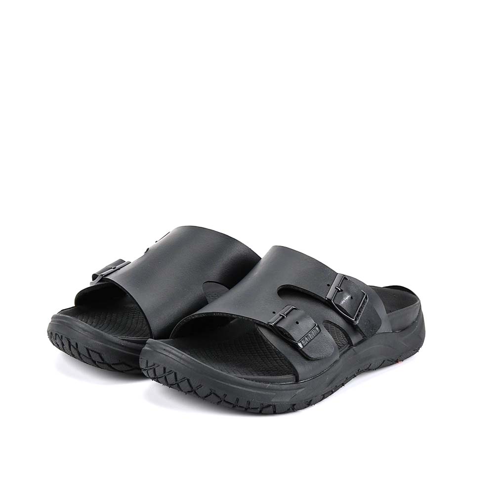 LARRIE Men Black Soft Footbed Double Buckle Casual Sliders - Image 7