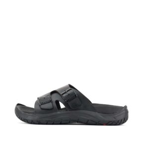 LARRIE Men Black Soft Footbed Double Buckle Casual Sliders