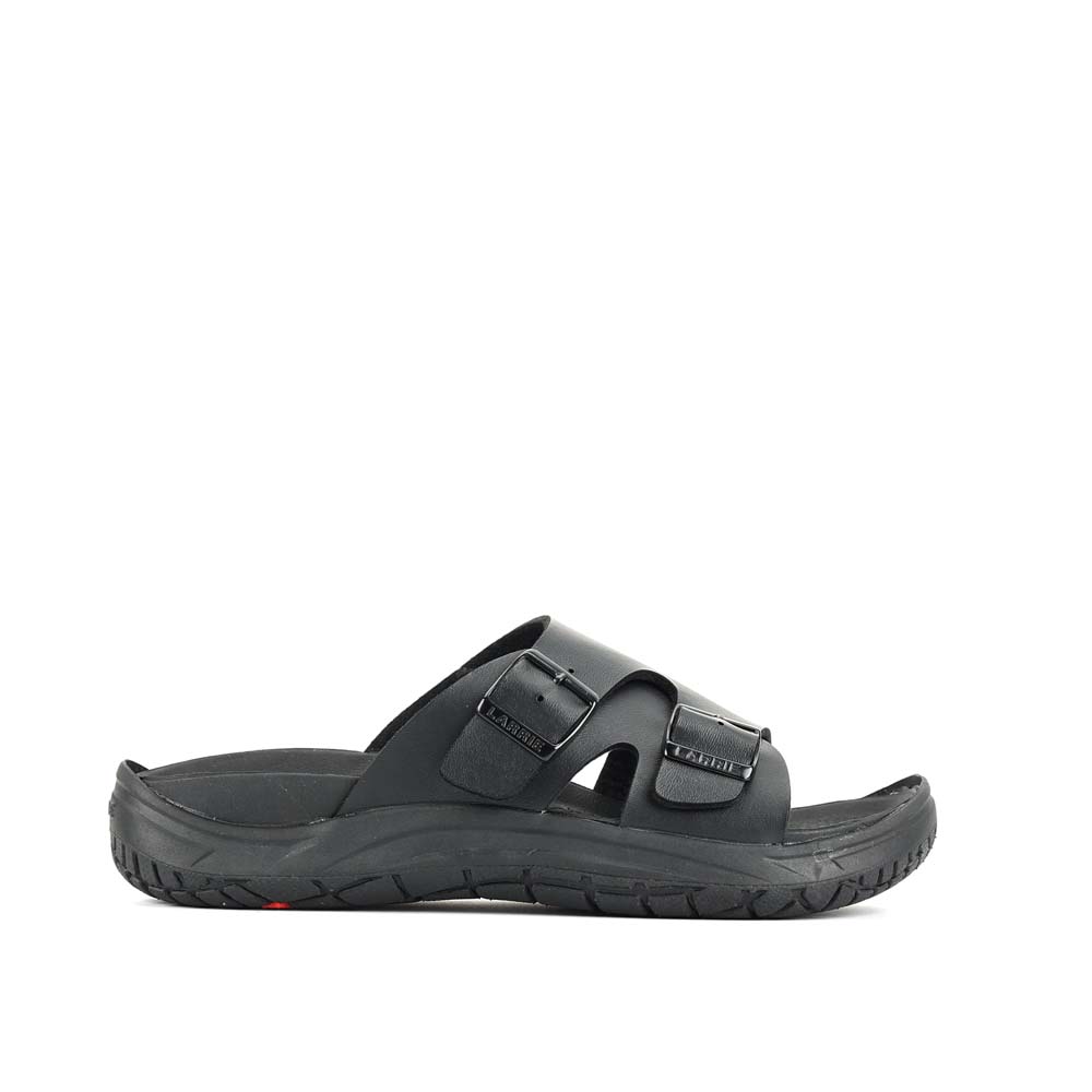 LARRIE Men Black Soft Footbed Double Buckle Casual Sliders - Image 2