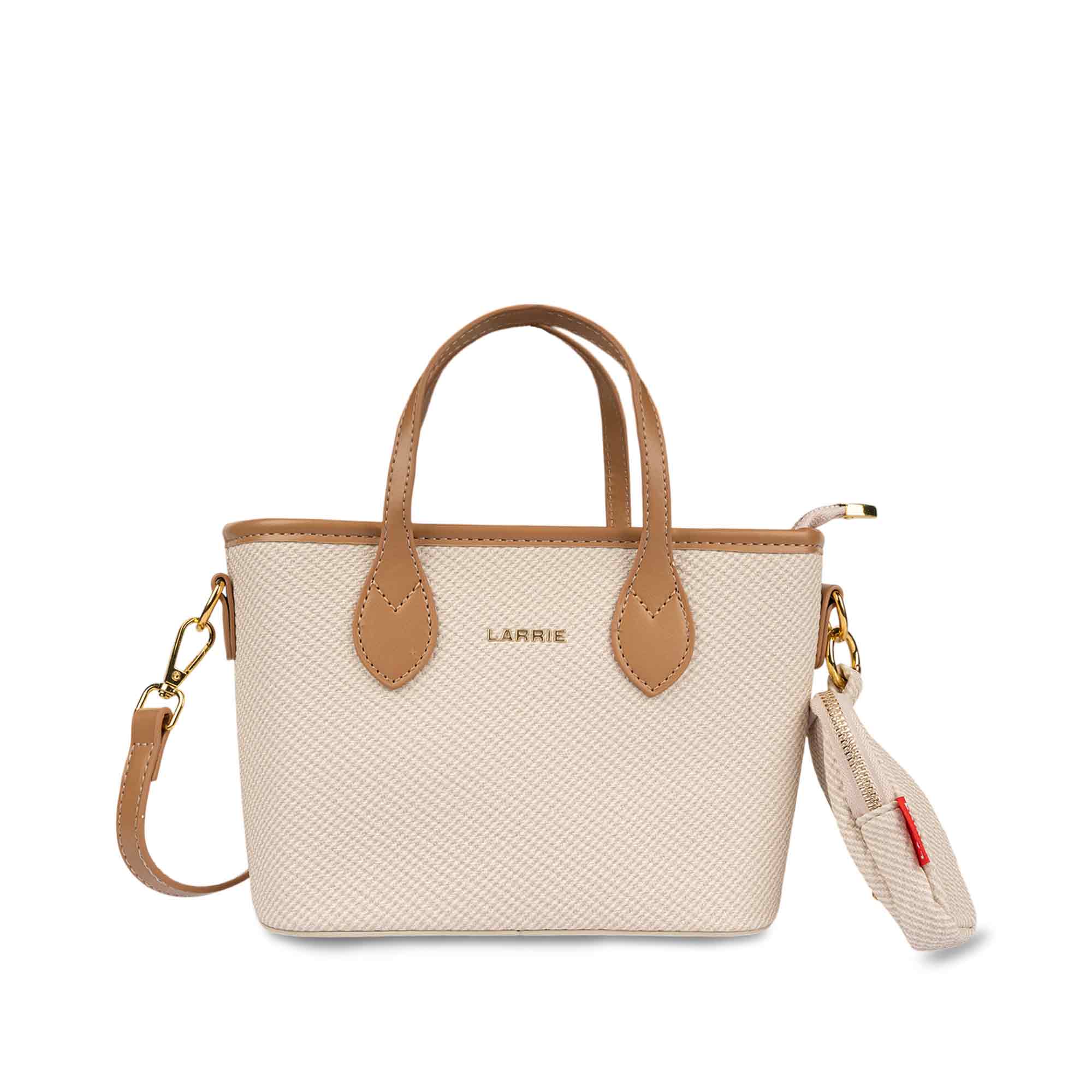 LARRIE Ladies PU Leather Canvas Mini Tote Bag - Image 4