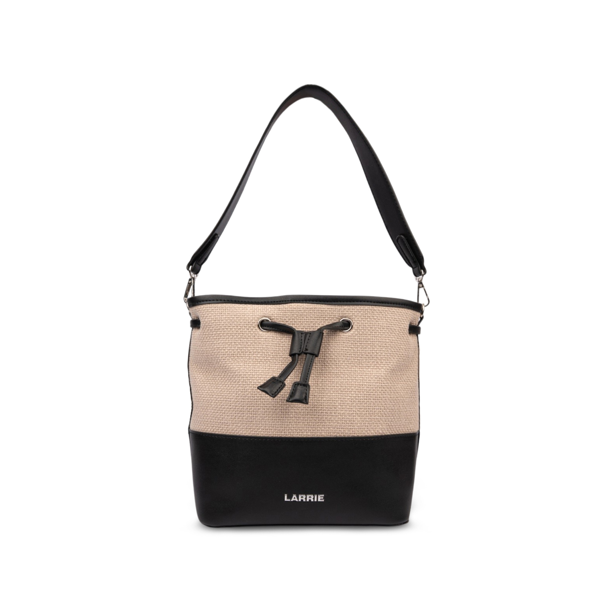 LARRIE Ladies PU & Fabric Bucket Bag with Drawstring Design Bag - Image 3