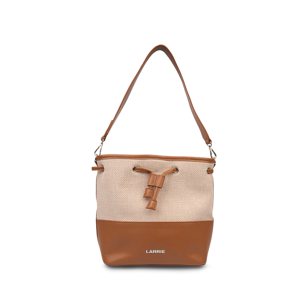 LARRIE Ladies PU & Fabric Bucket Bag with Drawstring Design Bag - Image 4