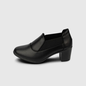 LARRIE Ladies Black Slip-On Chunky Heels