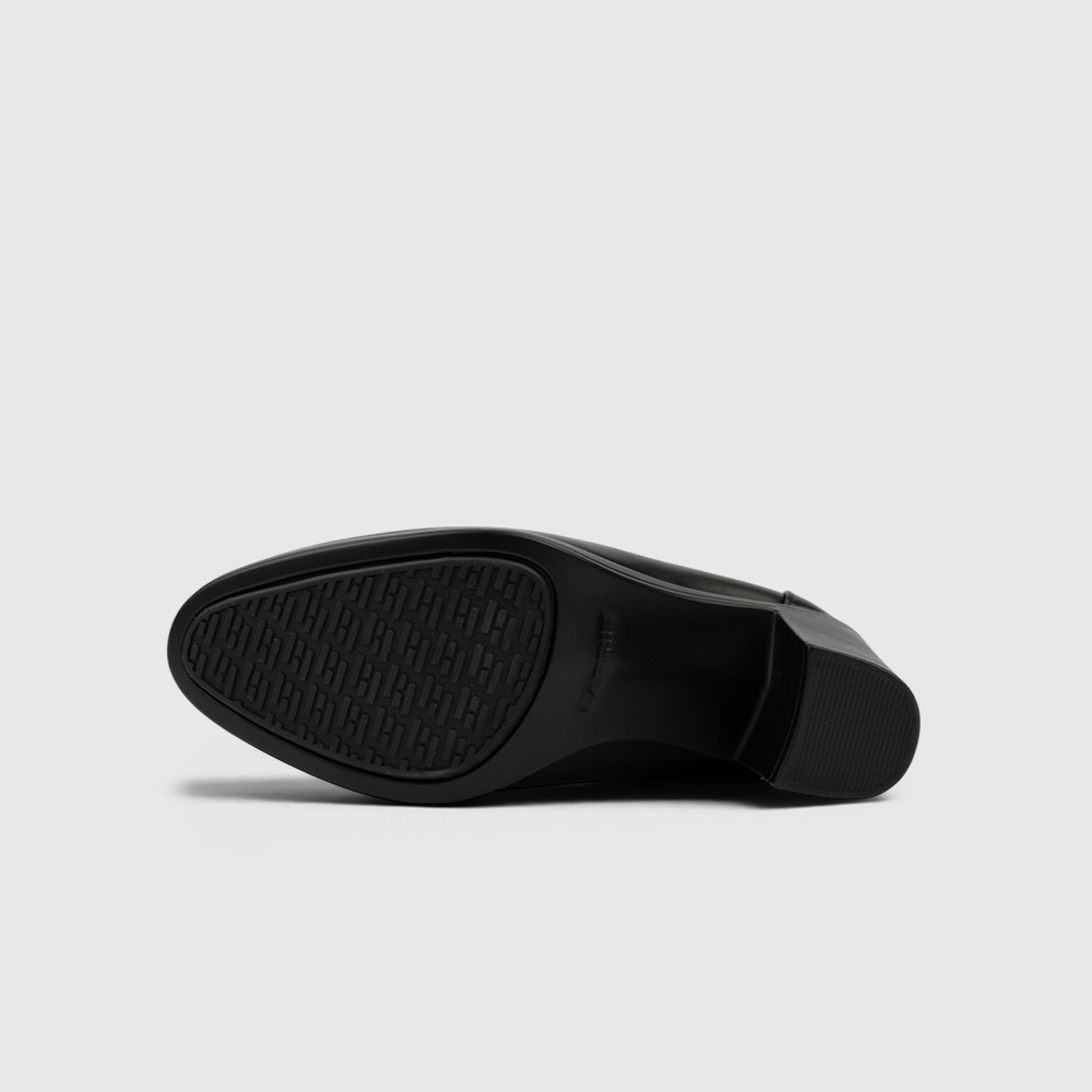 LARRIE Ladies Black Slip-On Chunky Heels - Image 7