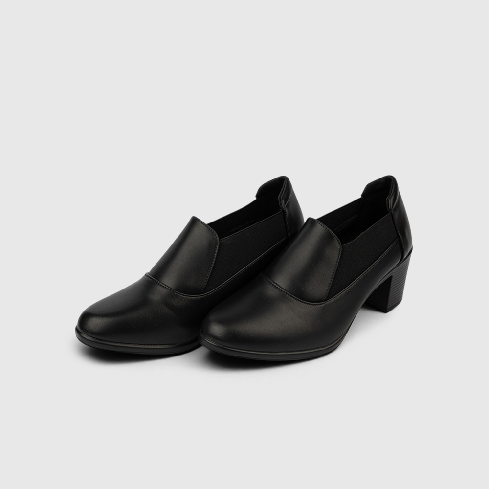 LARRIE Ladies Black Slip-On Chunky Heels - Image 2