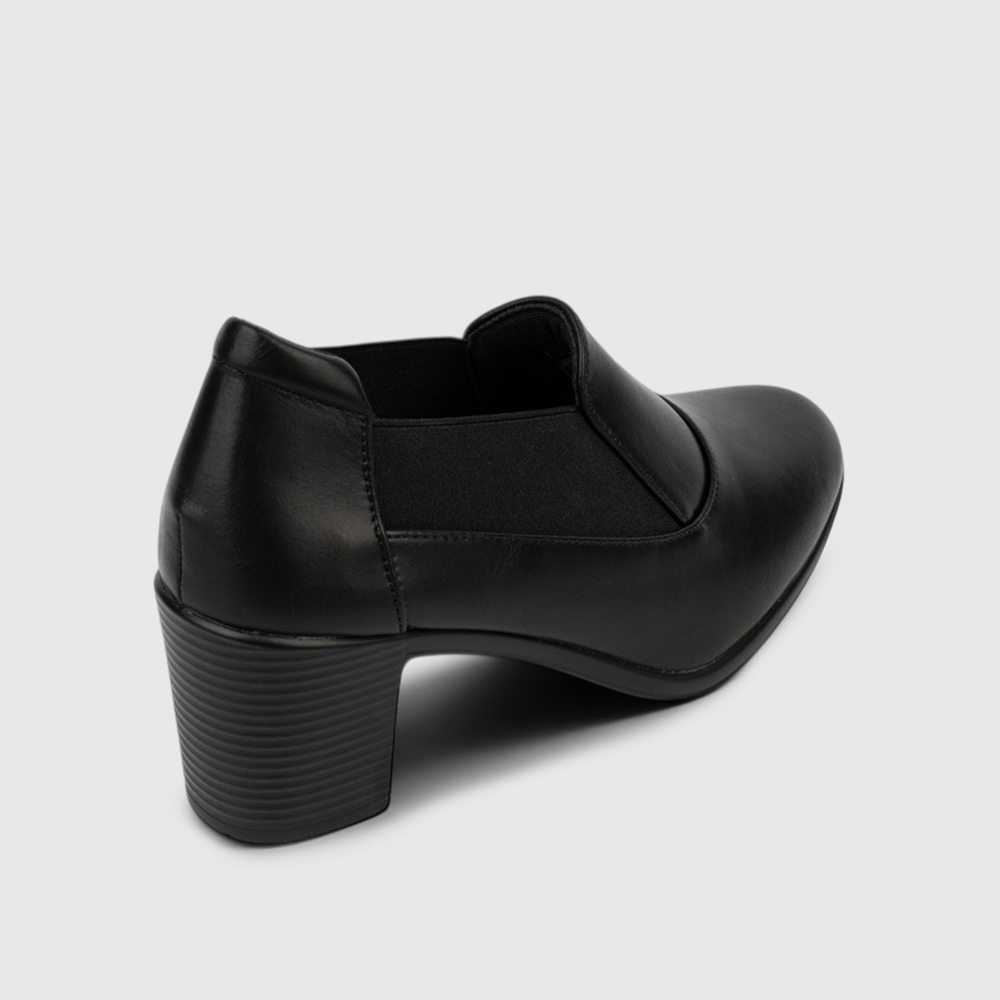 LARRIE Ladies Black Slip-On Chunky Heels - Image 3