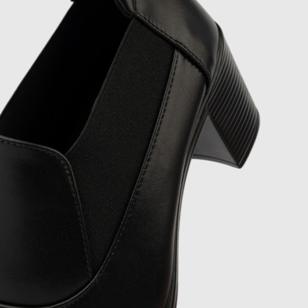 LARRIE Ladies Black Slip-On Chunky Heels - Image 4