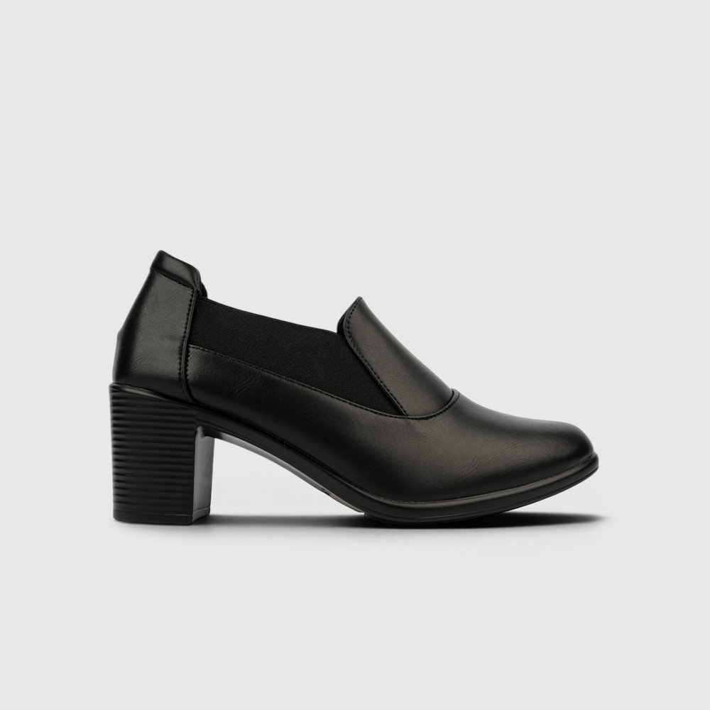 LARRIE Ladies Black Slip-On Chunky Heels - Image 6