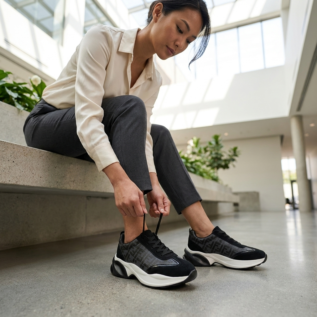 LARRIE Ladies Blake Monogram Platform Sneakers - Image 3